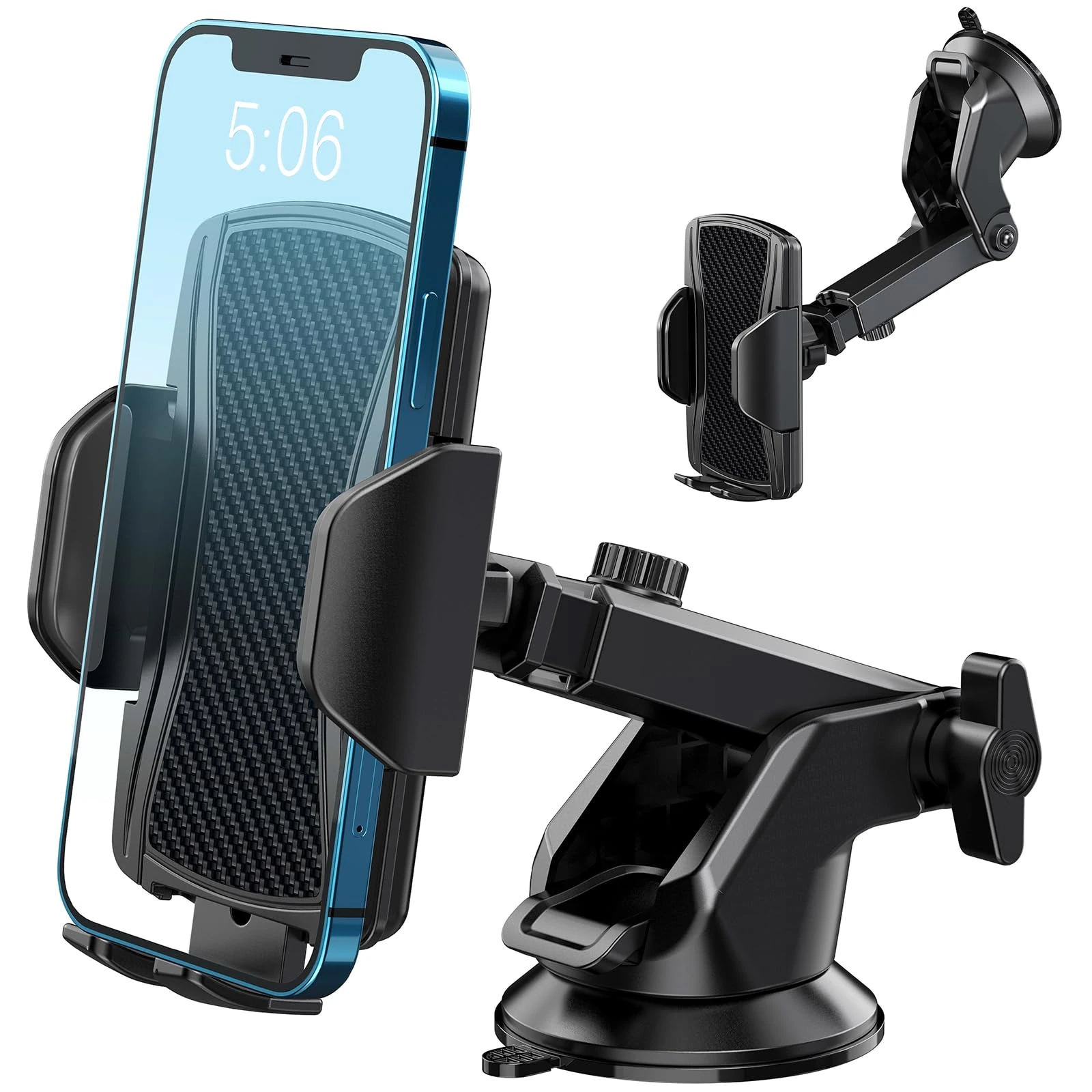 Hoppac Car Phone Holder, Ultra Strong Suction Mobile Phone Holder for Dashboard & Windscreen, 360° Rotation & One Button Release, Car Phone Mount for Smartphone 4.0''-7.0''