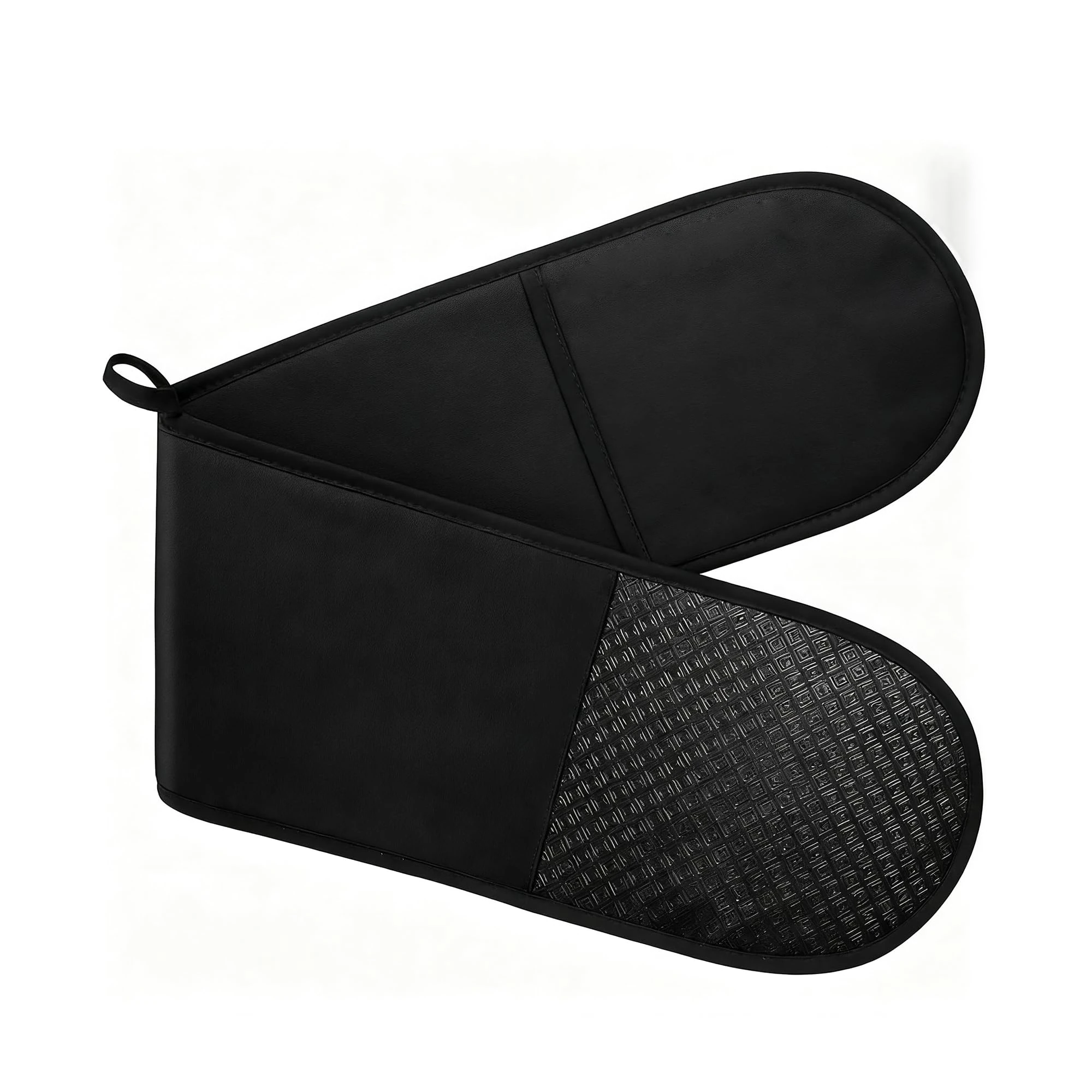 Bufomafo Double Oven Gloves | 250°C/482°F Heat Resistant Oven Mitt Set | Silicone Non-slip Design Black Oven Gloves Double for Extra Protection | 84 x18cm Cotton Potholder