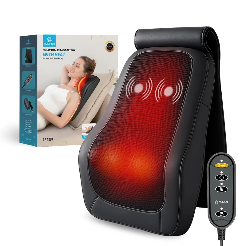 COMFIER Back Massager with Heat, Shiatsu Neck Massage Pillow for Pain Relief, Massage Pillow, Gifts for Women Men, Deep Tissue Kneading Electric Massager for Back Neck Shouler Legs