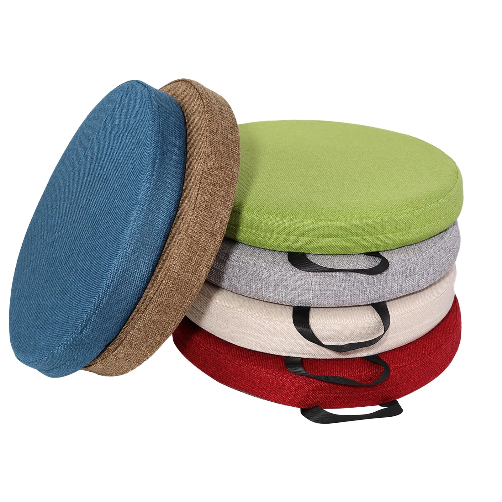 M Mute Touch 6 PCS Outdoor Bar Chair Cushion | Waterproof Patio Round Seat Cushions | 16''x16''x2'' Chair Cushion with Removable Cover and Handle for Outdoor Furniture, Garden