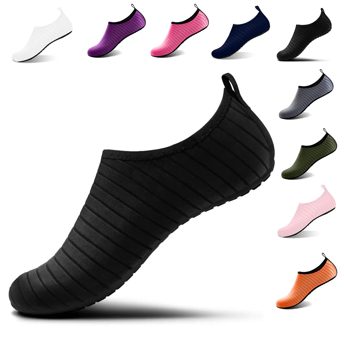 Steppli Water Shoes Beach Swim Pool Sea Surf Aqua Wet Socks Non Slip Lightweight Shoes for Men Women Black EU48/49=UK11.5/12.5
