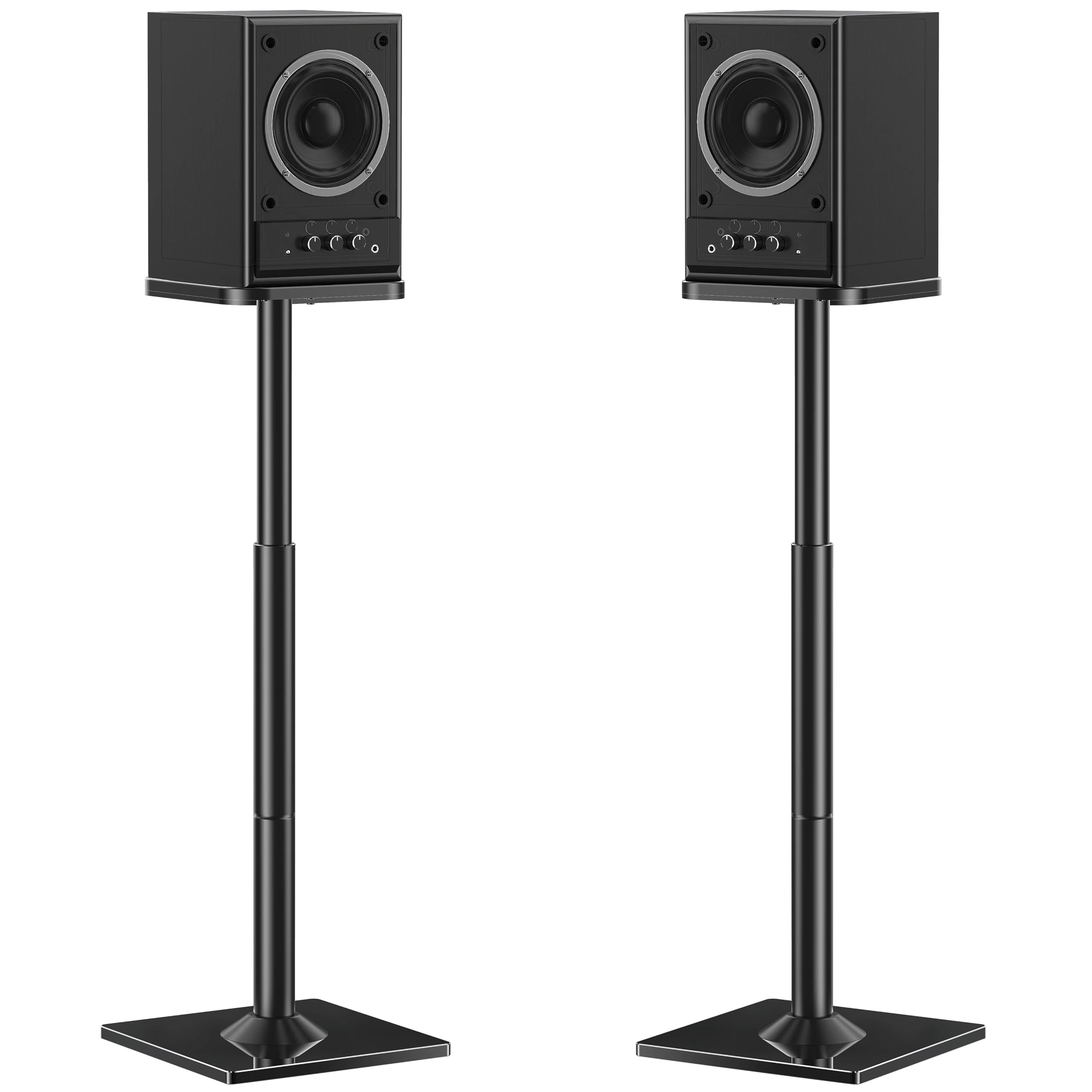 ELIVED Adjustable Height Speaker Stands for Satellites Up to 10KG, Extend 720mm to 950mm, Universal Bookshelf Floor Speaker Stand with 2 Types of Foot Pads, Cable Management,1 Pair, Black EV5022-L
