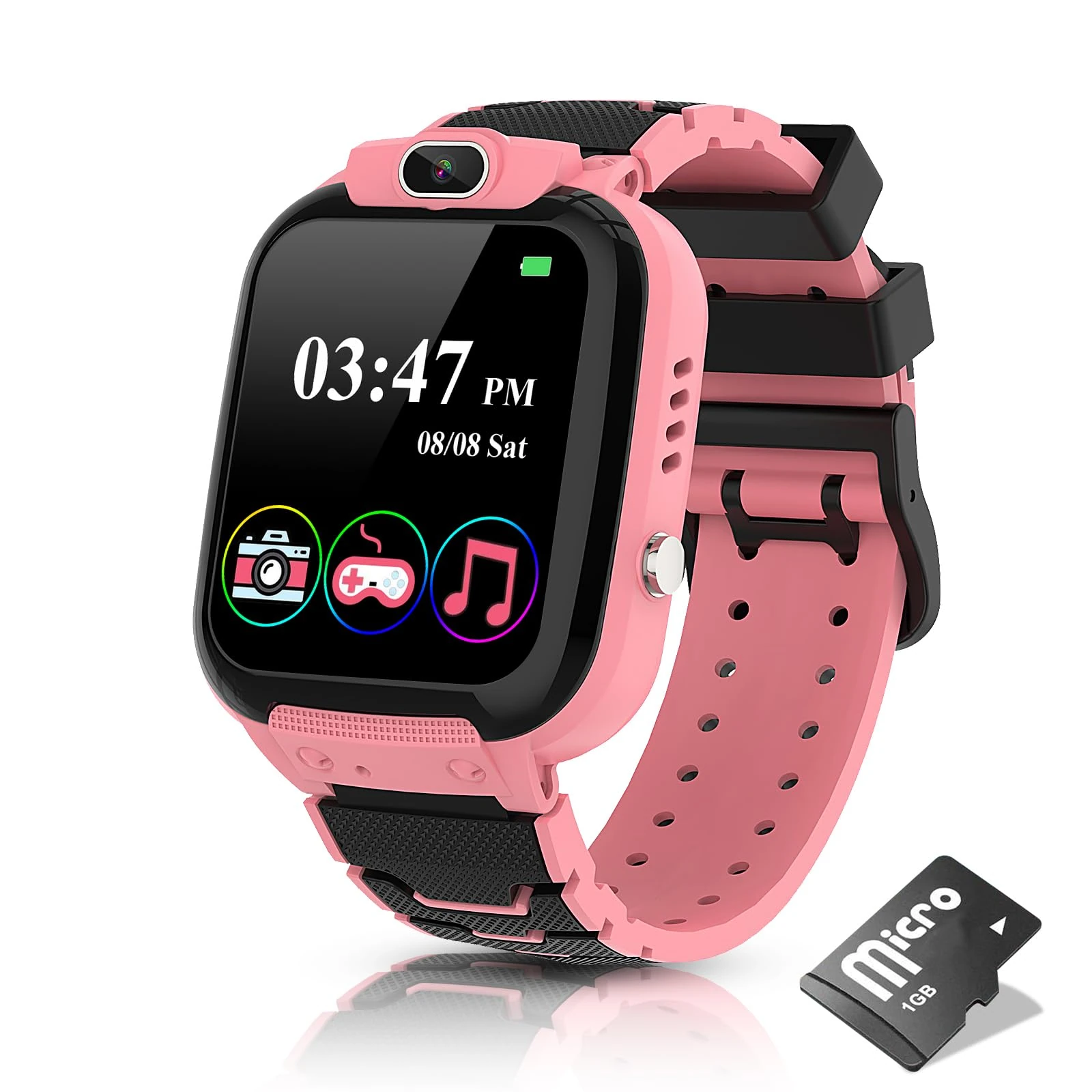 Kesasohe Kids Smart Watch, Smart Watch for Kids with HD Camera 16 Games Video Alarm Music MP3 Hand Touch, Smartwatch Toys for Girls & Boys 4-12Y Childrens Student Birthday Gifts,PINK