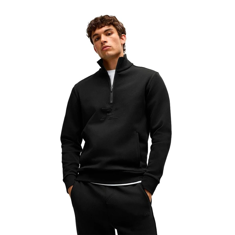 BOSS Men's Sweat Tape Sweatshirt, Black 1, 3XL