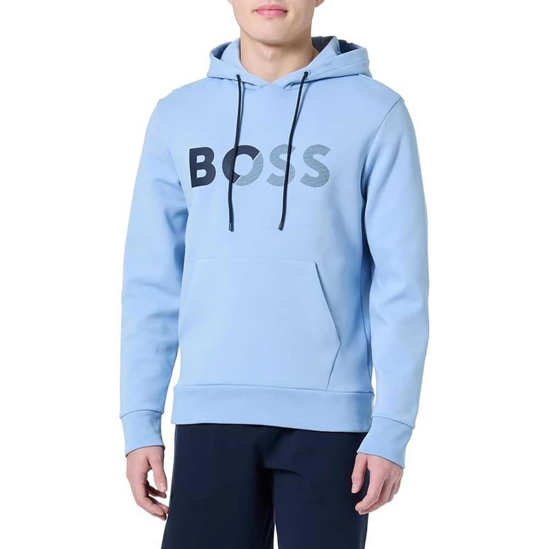 BOSS Men's Soody Tape Logo Sweatshirt, Open Blue498, 3XL
