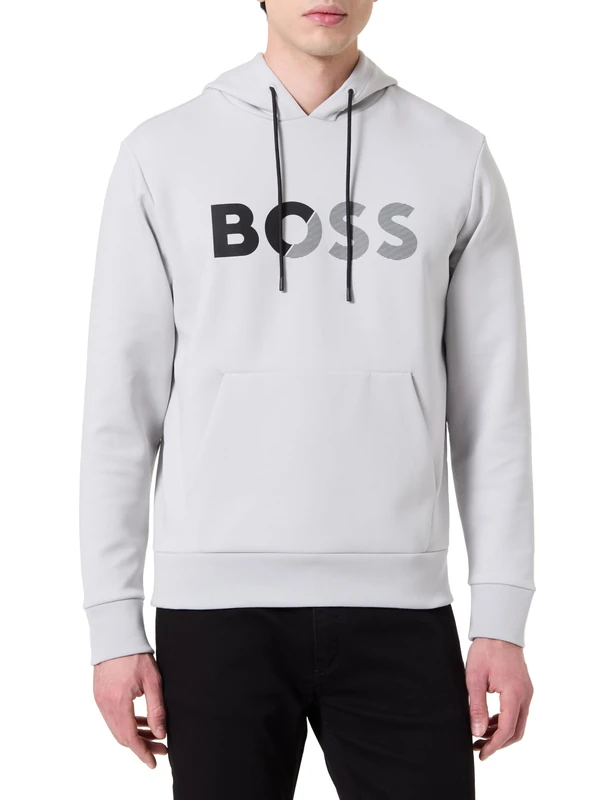 BOSS Men's Soody Tape Logo Sweatshirt, Light/Pastel Grey54, 3XL