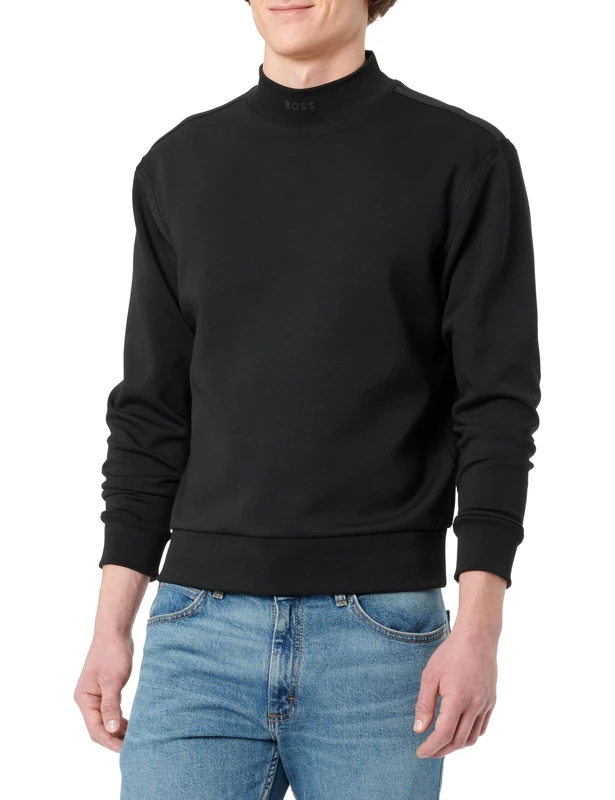 BOSS Men's Silas Tape Sweatshirt, Black 1, XS