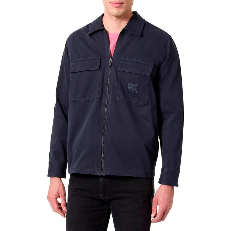 BOSS Men's Lovel-Zip_15_M Shirt, Dark Blue404, M