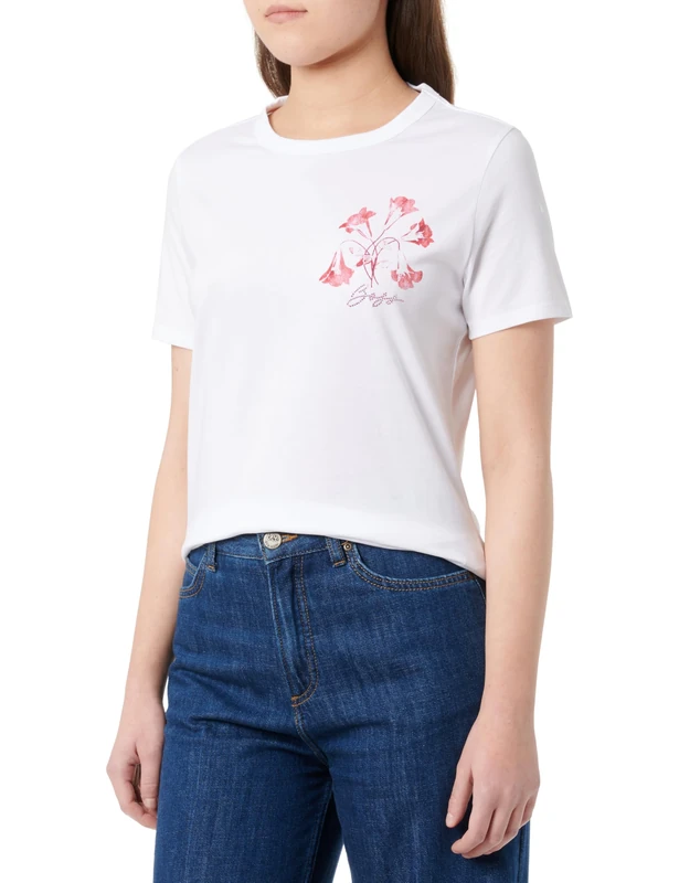 BOSS Women's C_elogo_Print_7 T-Shirt, Natural102, XS
