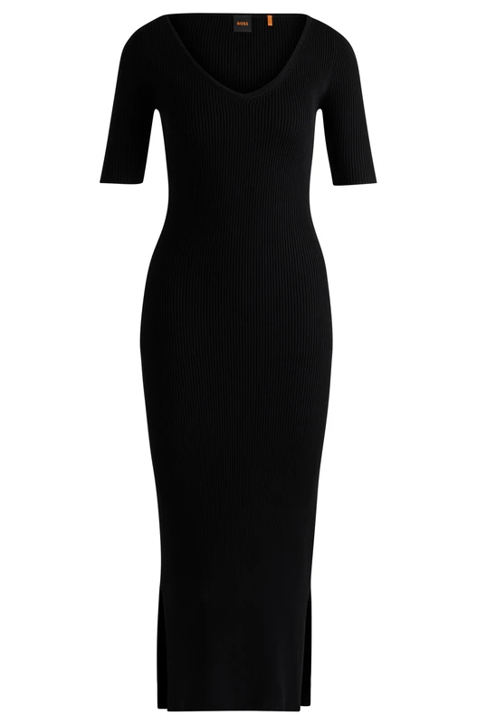 BOSS Women's C_fargheritina Knitted Dress, Black 1, XXS