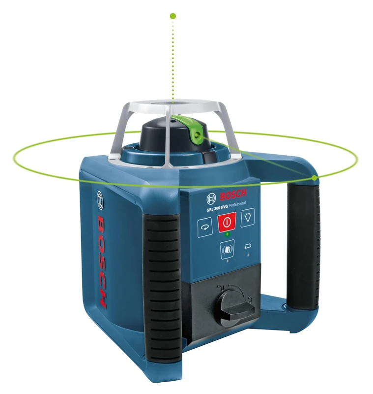 Bosch Professional Rotation Laser Level GRL 300 HVG (Green Beam, Laser Receiver LR 1 G, Working Range: up to 300m (Diameter), Rechargeable Batteries (2xD, 1x9V), Battery Charger, in L-Boxx)