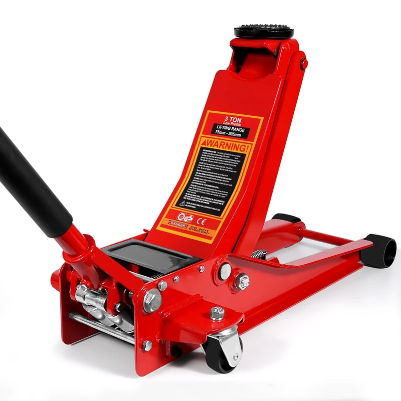 HYCHIKA Steel Racing Trolley Jack, with Dual Piston Quick Lift Pump, 3 Ton (6,600 lb) Capacity, Lifting Range 3-18.3 inch