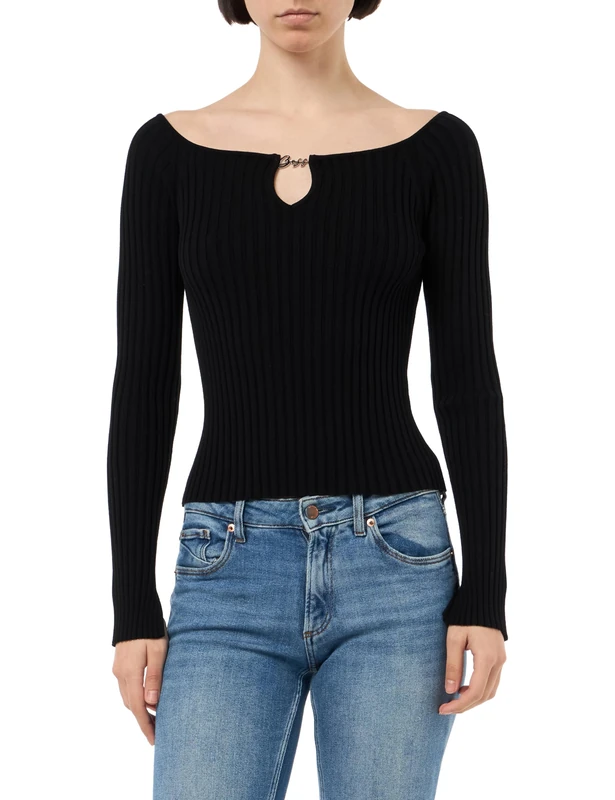 BOSS Women's C_Fayez Knitted_Sweater, Black 1, L - Image 1
