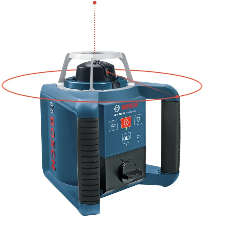 Bosch Professional Rotation Laser Level GRL 300 HV (red Beam, Laser Receiver LR 1, Working Range: up to 300m (Diameter), Rechargeable Batteries (2xD, 1x9V), Battery Charger, in L-Boxx)
