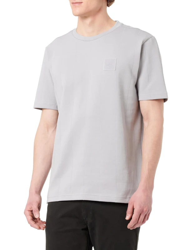 BOSS Men's Tee Dropneedle Ac T-Shirt, Light/Pastel Grey54, L - Image 1