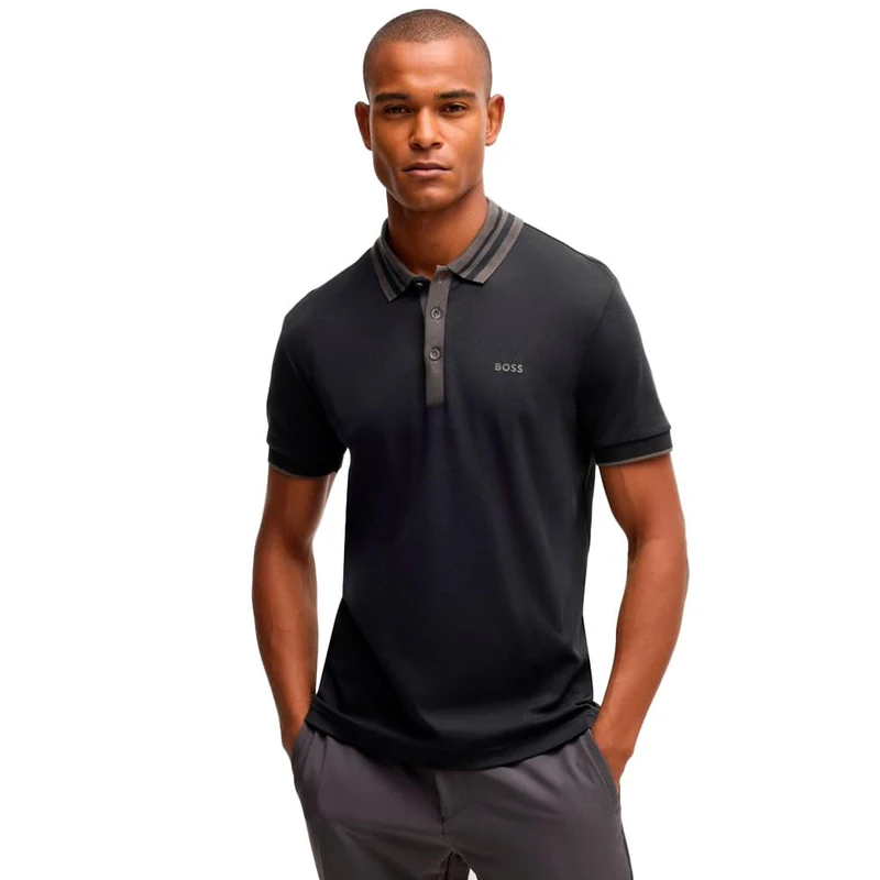 BOSS Men's Paule Tape Polo, Black 1, XS - Image 1