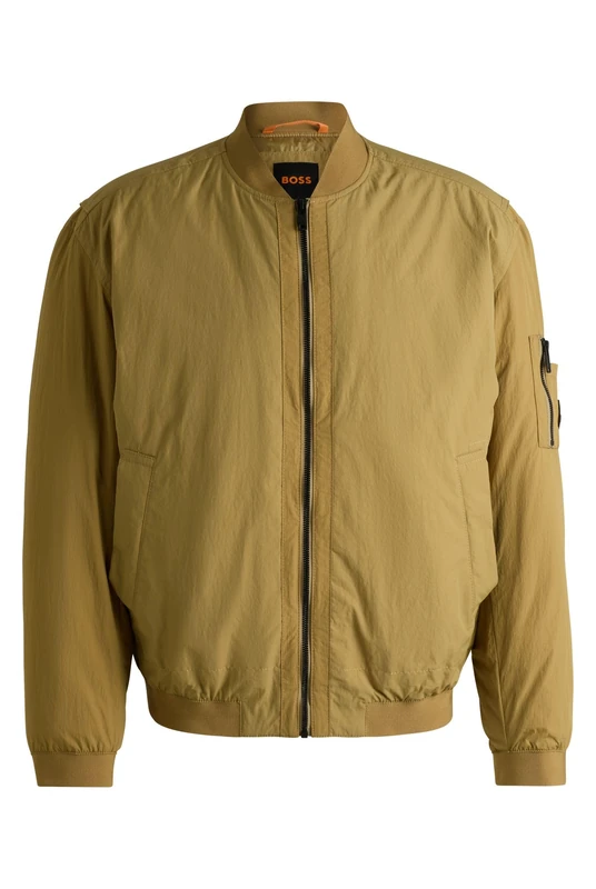BOSS Men's Olmec Water Resistant Bomber Jacket with Logo Patch, Medium Beige261, 44 - Image 1