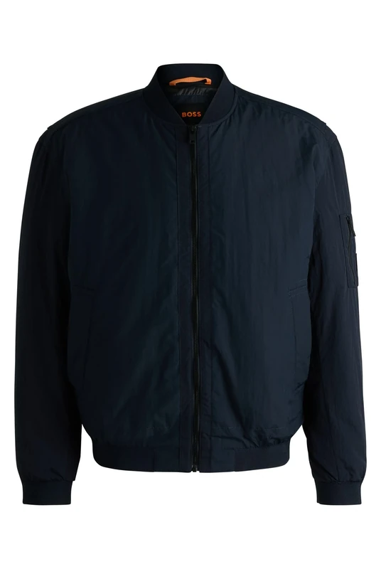 BOSS Mens Olmec Water-Repellent Bomber Jacket with Logo Badge