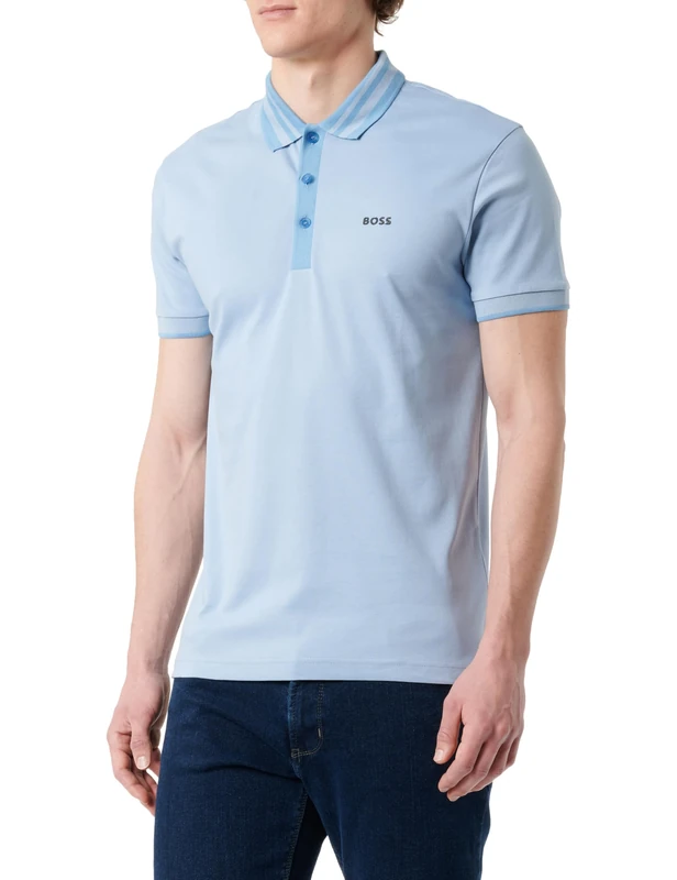 BOSS Men's Paule Tape Polo, Open Blue498, L - Image 1