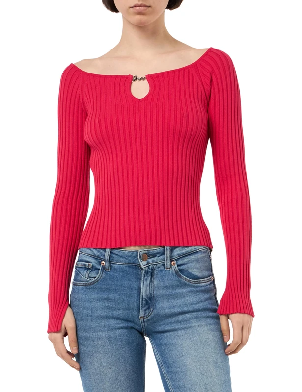 BOSS Women's C_Fayez Knitted_Sweater, Dark Pink653, S