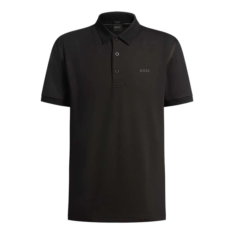 BOSS Men's Paddy Tape Polo Shirt, Black 1, XL