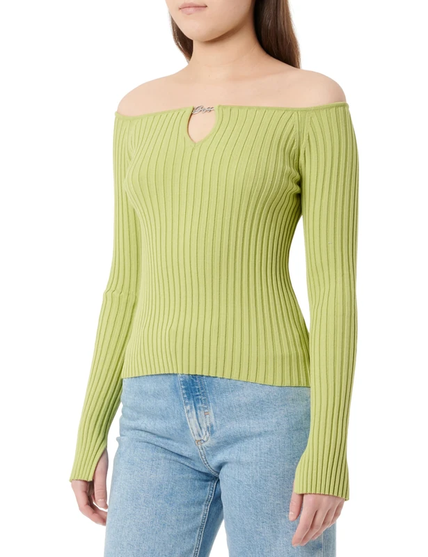 BOSS Women's C_Fayez Knitted_Sweater, Open Green346, L