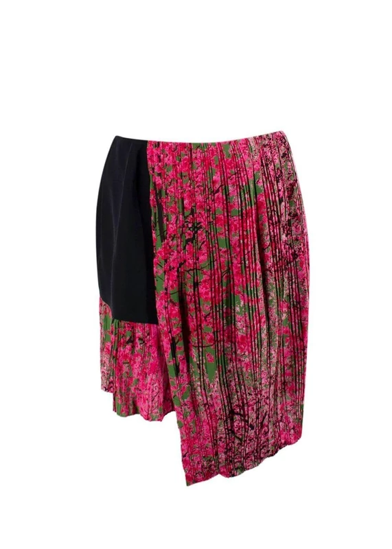 Dior Pre-Loved Christian Pink Pleated Asymmetric Silk Skirt