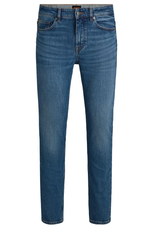 BOSS Mens Delaware BO Delaware Slim-fit Jeans in Blue Comfort-Stretch Denim