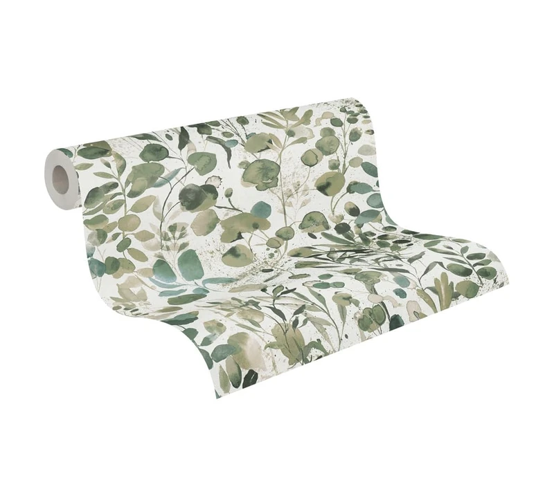 A.S. Création Non-Woven Wallpaper Floral in Green Blue White Modern Flower Wallpaper 396971 10.05 m x 0.53 m High-Quality Wallpaper Flowers Made in Germany