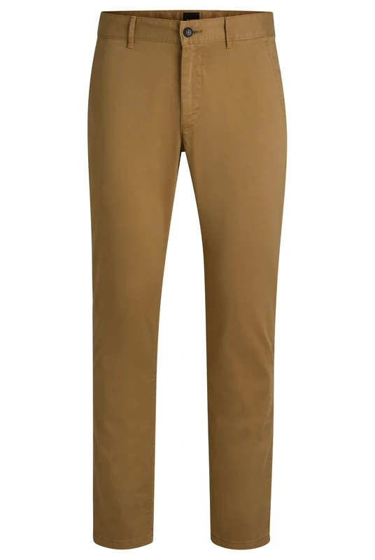 BOSS Mens Chino Slim Slim-fit Chinos in Stretch-Cotton Satin