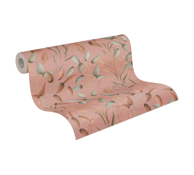 A.S. Création 397453 Non-Woven Wallpaper in Pink Green Red - High-Quality Design Wallpaper Flowers 397453-10.05 m x 0.53 m - Wall Wallpaper Leaves Flower Tendril - Made in Germany