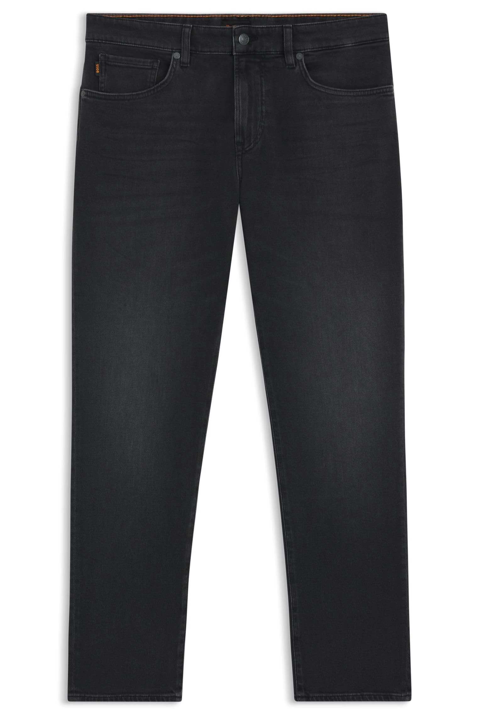 BOSS Mens Onyx BO Tapered-fit Jeans in Black Comfort-Stretch Denim