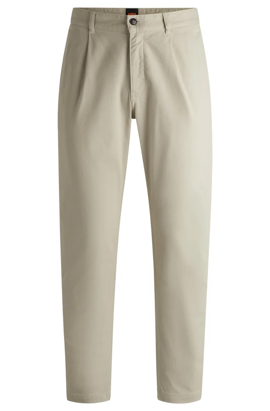 BOSS Men's Chino-Pleated Trousers_Flat, Light beige271, 50 W/32 L