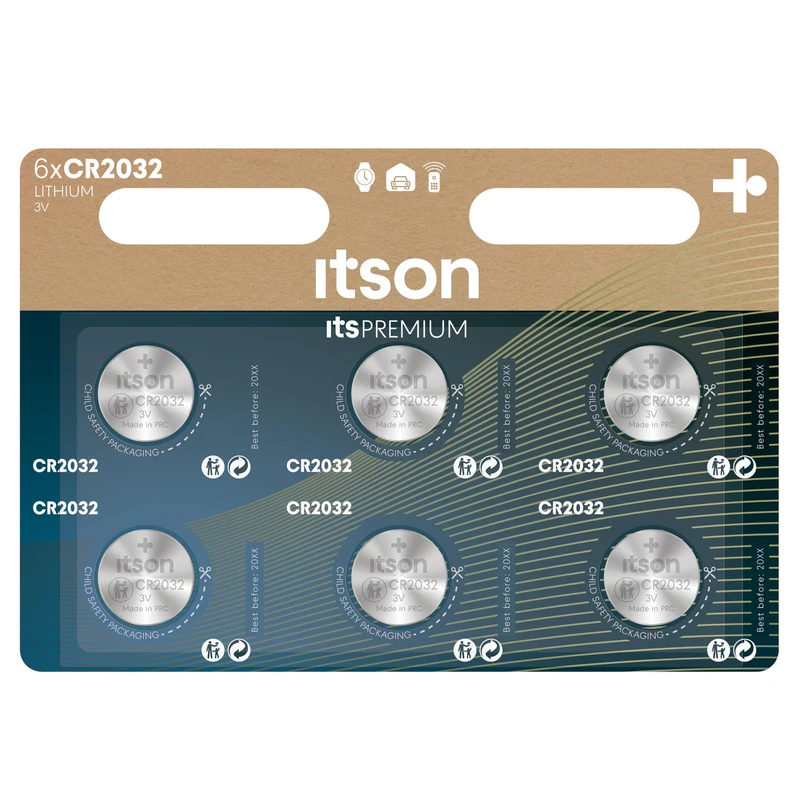ITSON CR2032 3V Coin Lithium Battery Pack of 6 - Car Keys & Watches