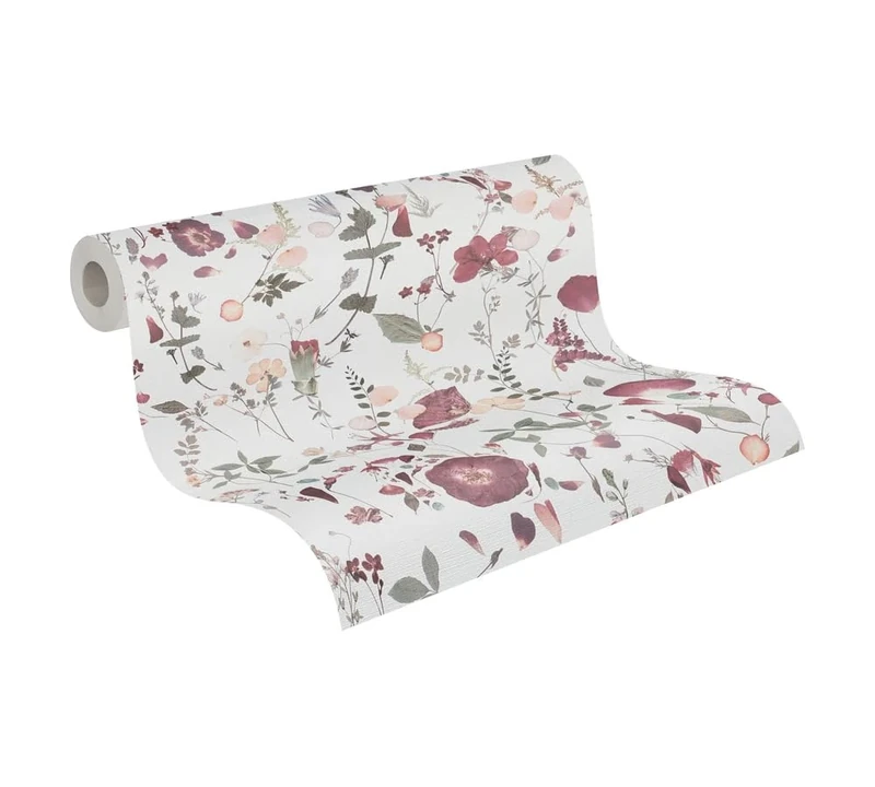 A.S. Création Non-Woven Wallpaper Floral in White Purple Pink Modern Flower Wallpaper 397461 10.05 m x 0.53 m High-Quality Wallpaper Flowers Made in Germany
