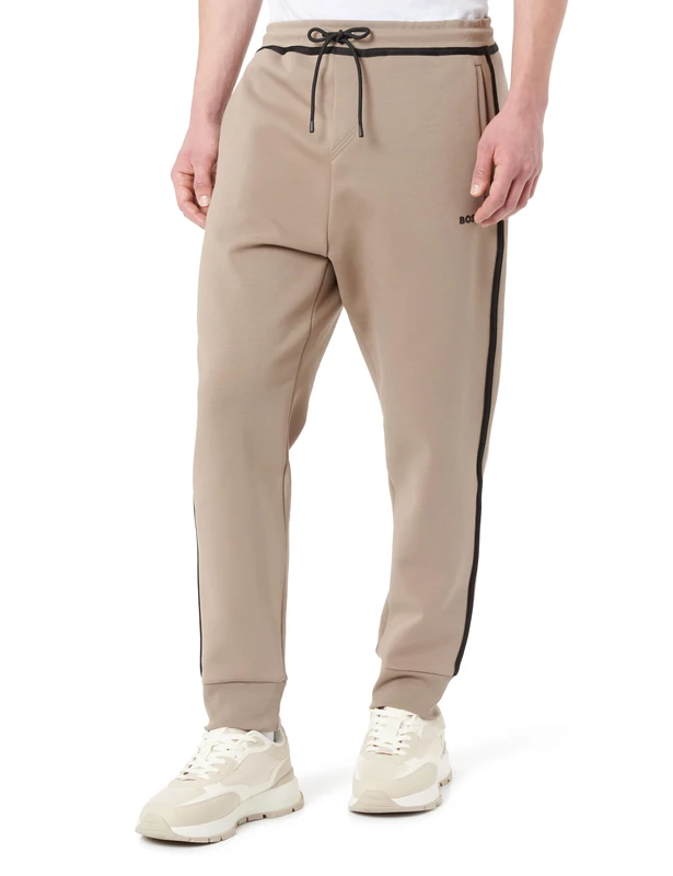 BOSS Men's Hadiko Tape Jersey Trousers, Light/Pastel Green334, S