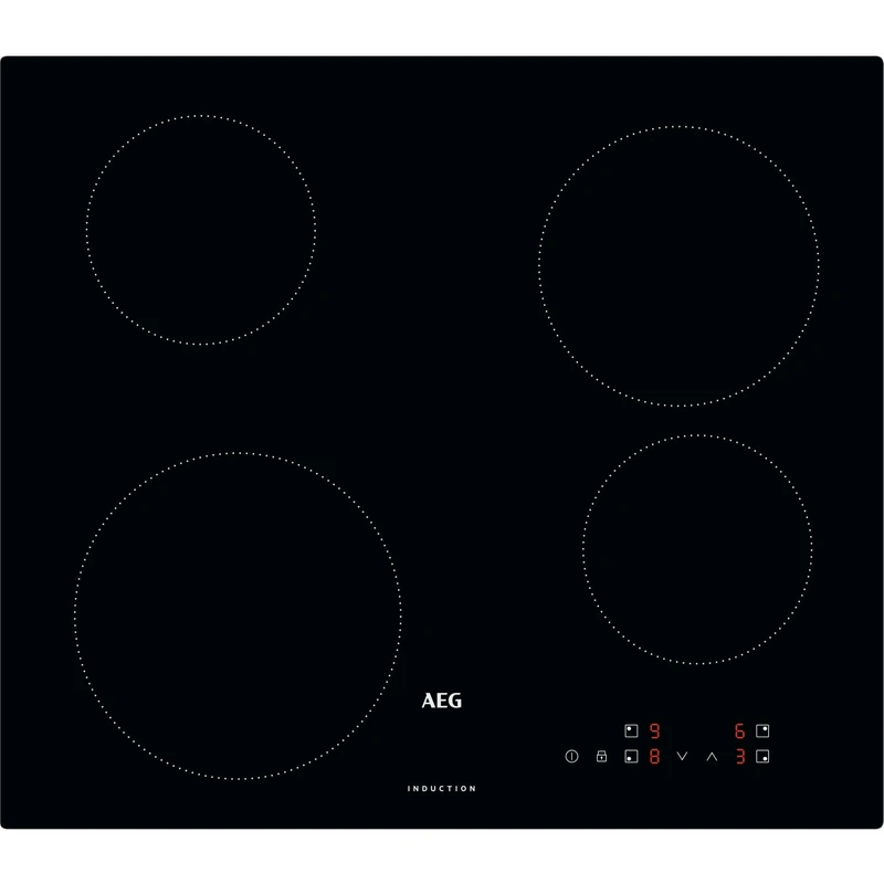 AEG 3000 Series Induction Hob 60cm, 4 Cooking Zones, IBX64200CB, Precise Touch Control, Fast Heat & Booster Function, Key Lock Safety, Built-In Electric Induction Cooktop, 560×490×480 mm, Black Glass