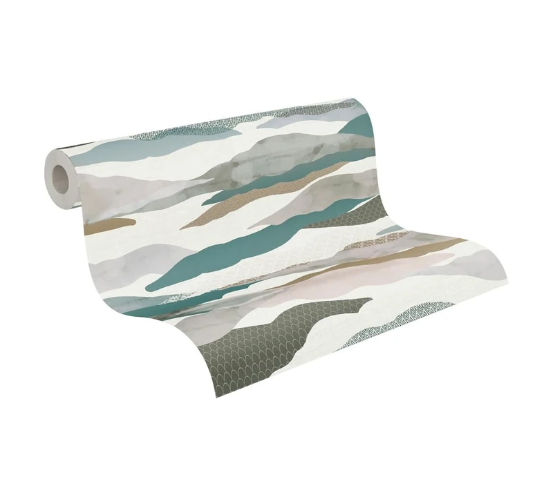 A.S. Création Wallpaper with Clouds in Blue Grey White - High-Quality Design Wallpaper with 3D Look - 10.05 m x 0.53 m - 3D Wallpaper Bedroom Modern - Made in Germany