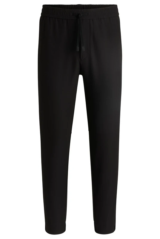 BOSS Mens T Flex Tapered-fit Trousers in Water-Repellent Stretch Fabric Black