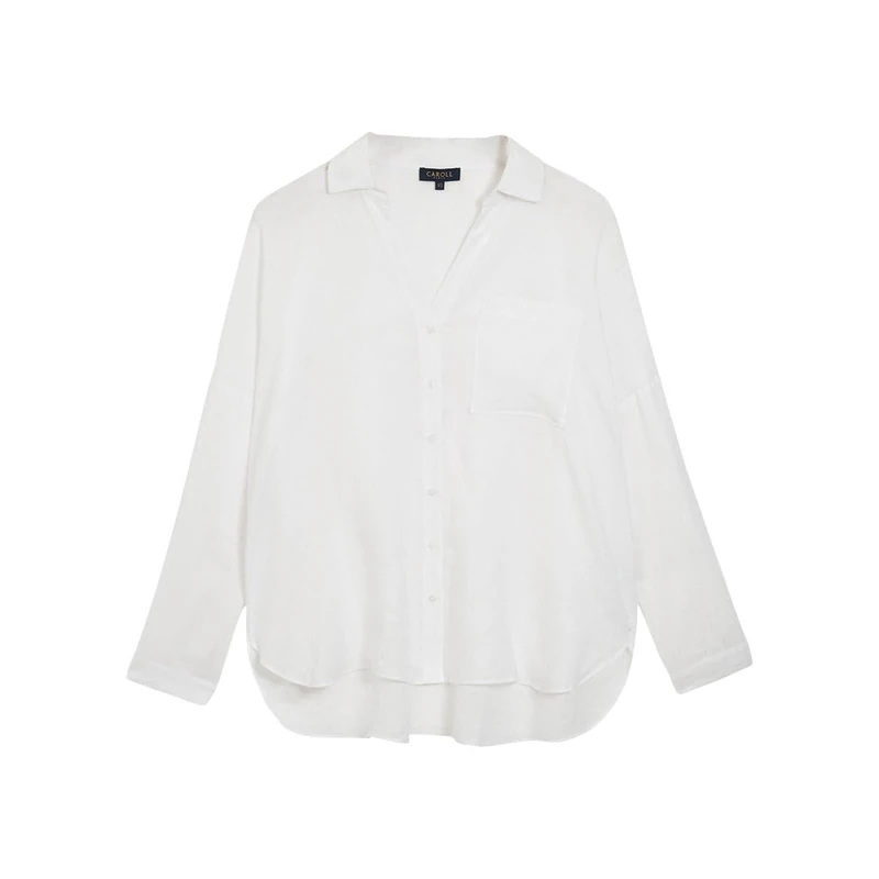 Caroll Long-Sleeved Shirts, 100% Linen White