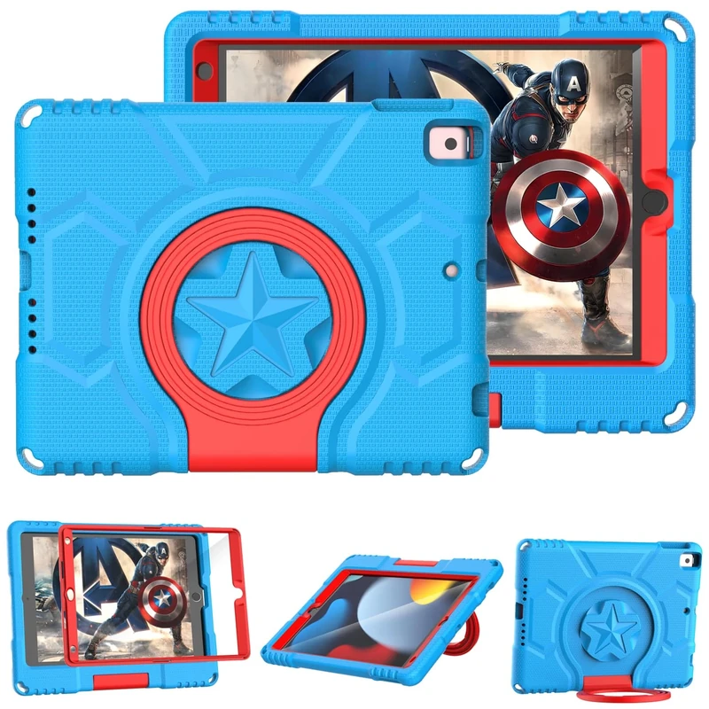 TrendGate iPad 9th/8th/7th Generation Case for 10.2 Inch 2021/2020/2019, Lightweight Shockproof Case With Built-in Screen Protector, Handle Stand - Blue