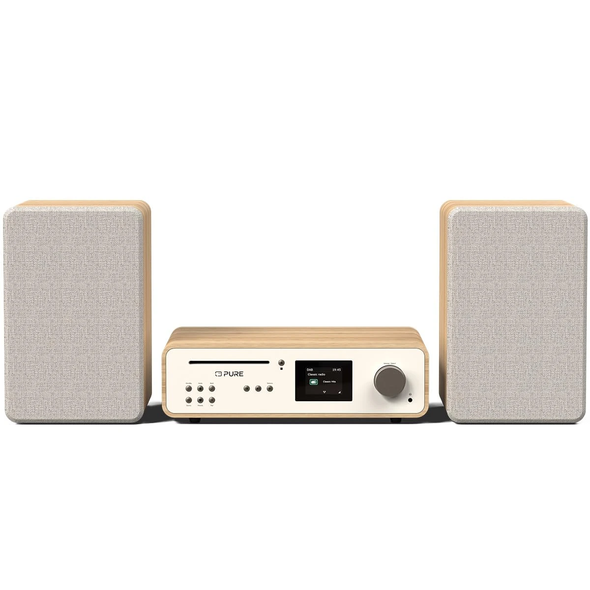 Classic Stereo HiFi Music System – Internet Radio, DAB+/FM, Bluetooth 5.2, CD Player, USB, Spotify Connect, AUX, Optical, Phono, Powerful 100W Stereo Sound, Versatile Connectivity – Cotton White/Oak