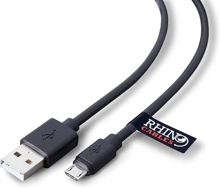 rhinocables USB v2.0 A to USB Micro Type B | Fast Charging & Data Transfer | USB 2.0 Speeds Up to 480 Mbps | Compatibility for Gaming Consoles, Cameras, Smartphones, Tablets & More (5m,Pack of 10)