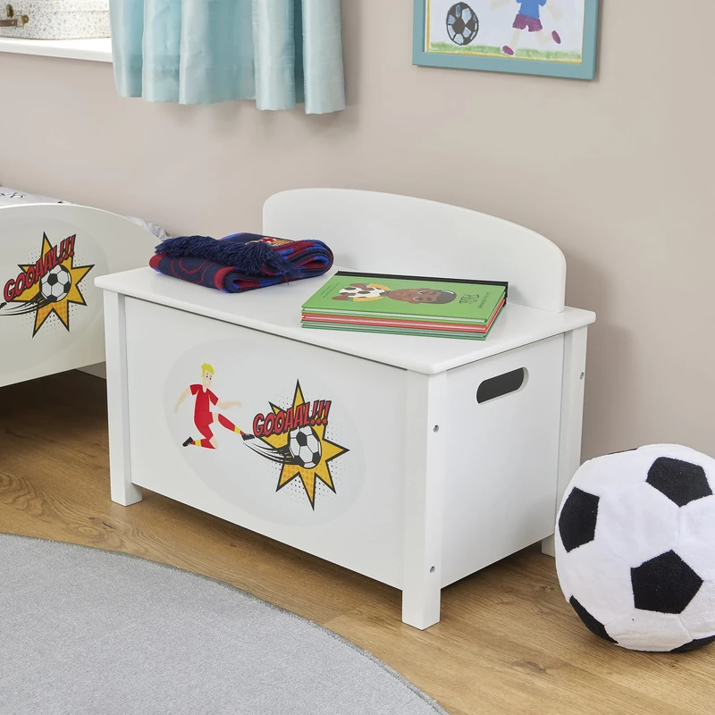Liberty House Toys Kid's Wooden Football Toy Box, White