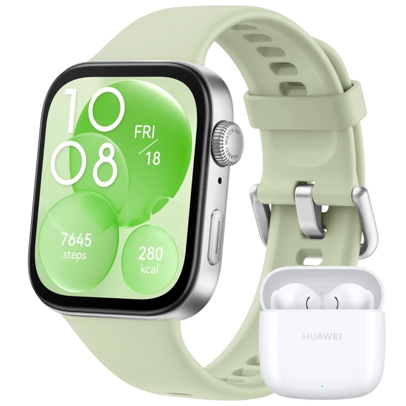 HUAWEI WATCH FIT 3 Green + extra FreeBuds SE 2, Bluetooth Calls, GPS Smartwatch, Aluminum Case, iOS & Android, 1.82′′ AMOLED-Display, Up to 10 Days Battery Life, Comprehensive Health & Fitness Managem