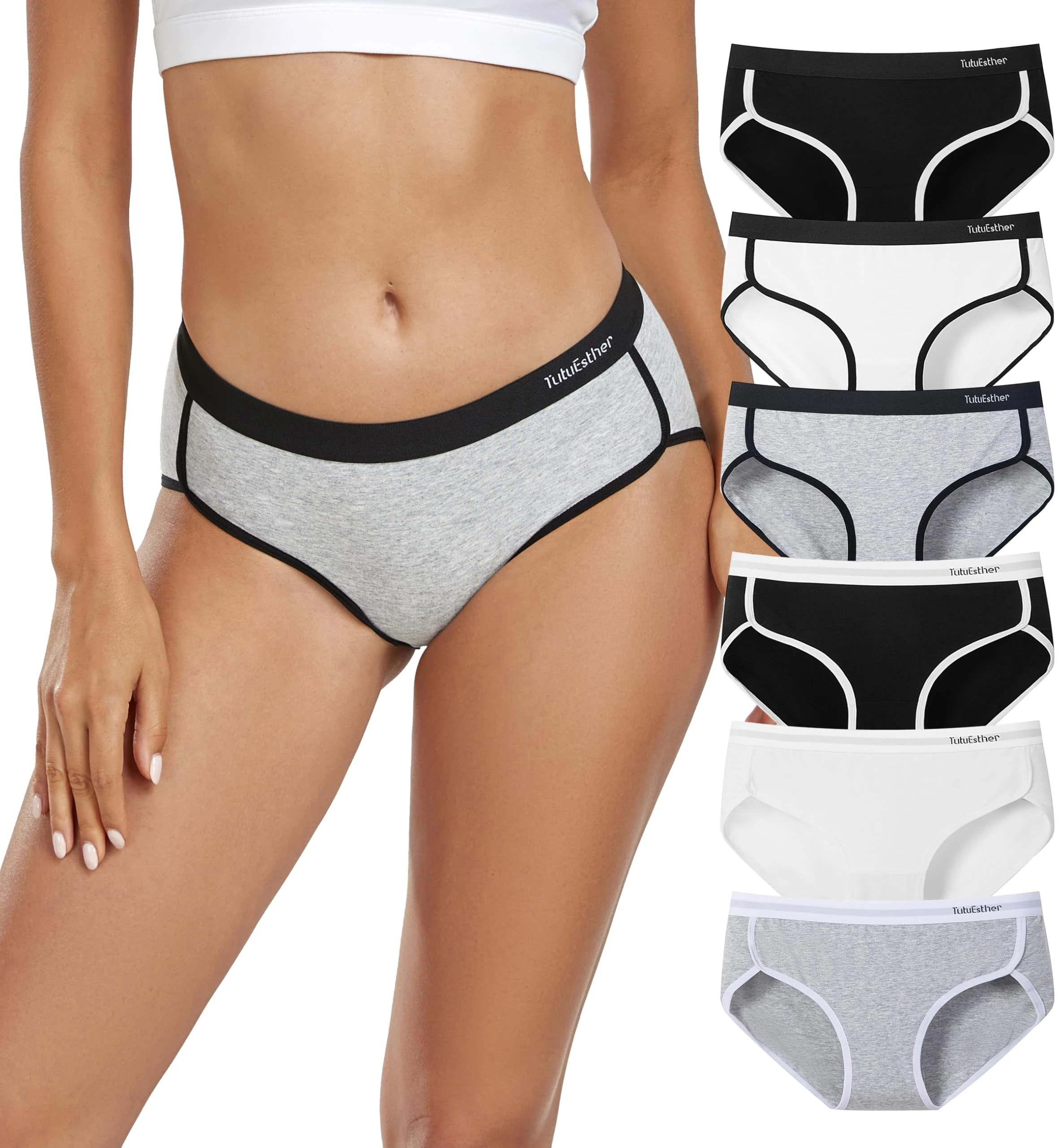 TUTUESTHER Underwear Women Cotton Knickers Mid Rise Panties Soft Ladies Basic Pants Multipack（12，Basic Colors）