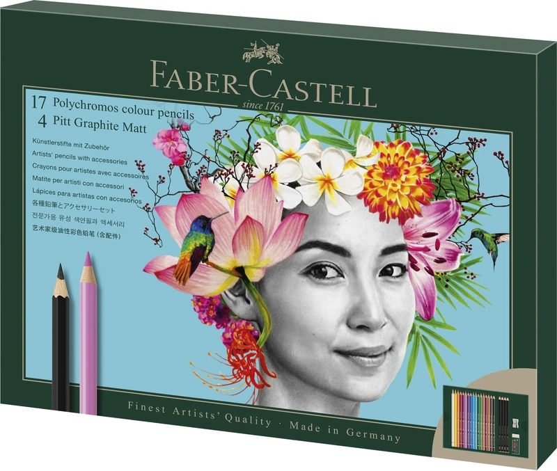 Faber-Castell Art & Graphic Polychromos Colour Pencil, Gift Set, Mixed Media Multicoloured, Polychromos Gift Set, For Art, Craft, Drawing, Sketching, Home, School, University, Colouring