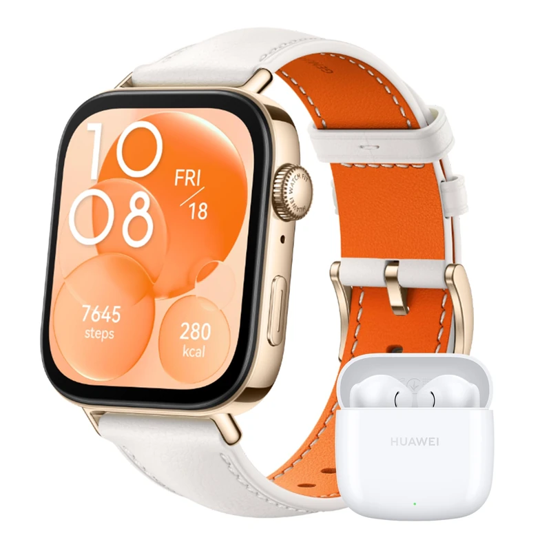 HUAWEI WATCH FIT 3 White Leather + Freebuds SE 2 White