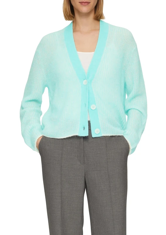 s.Oliver BLACK LABEL Loose Cardigan Made of Alpaca Mix with Ribbed Structure, 61 x 2, 12