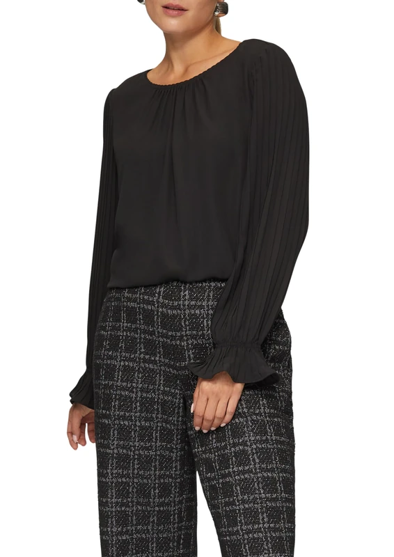 s.Oliver Black Label Viscose Blouse with Pleated Sleeves, 9999, 16